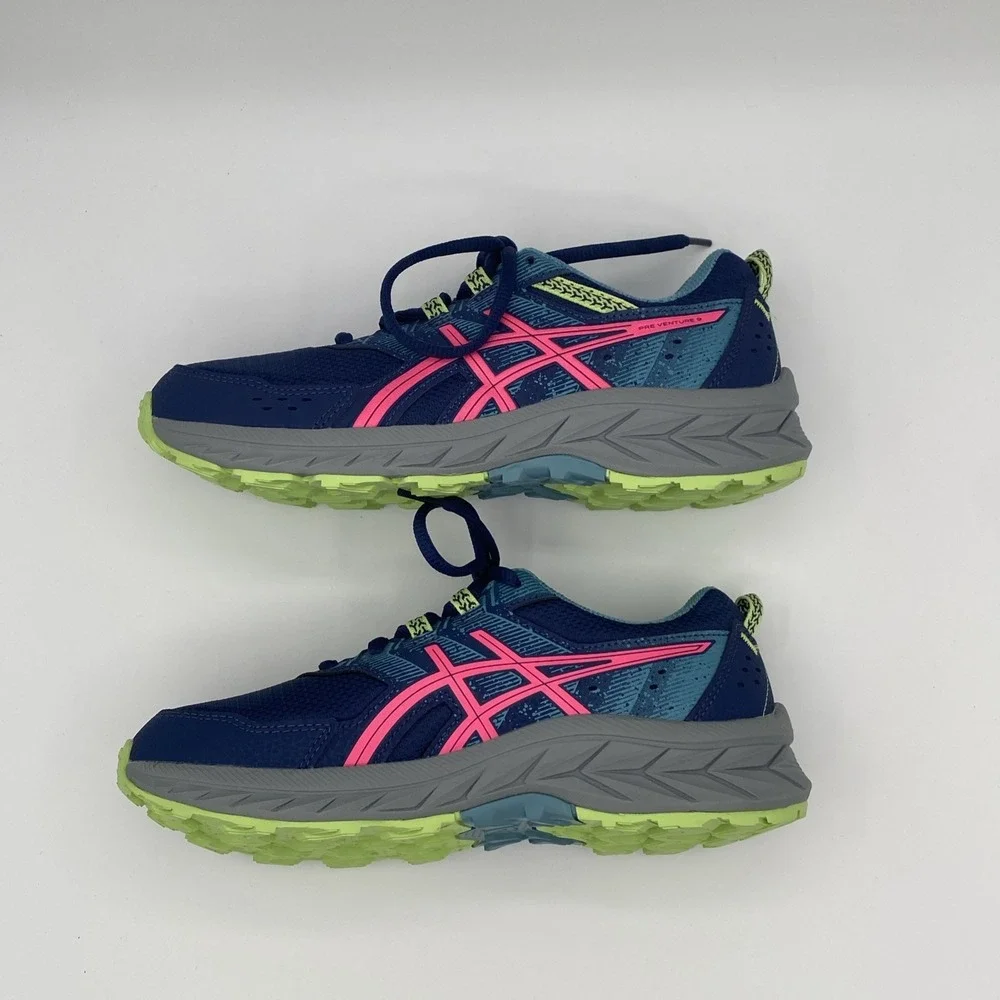 Asics‎ Big Kids Pre Venture 9 Sneakers Navy Pink Green Size 5 New Without Box